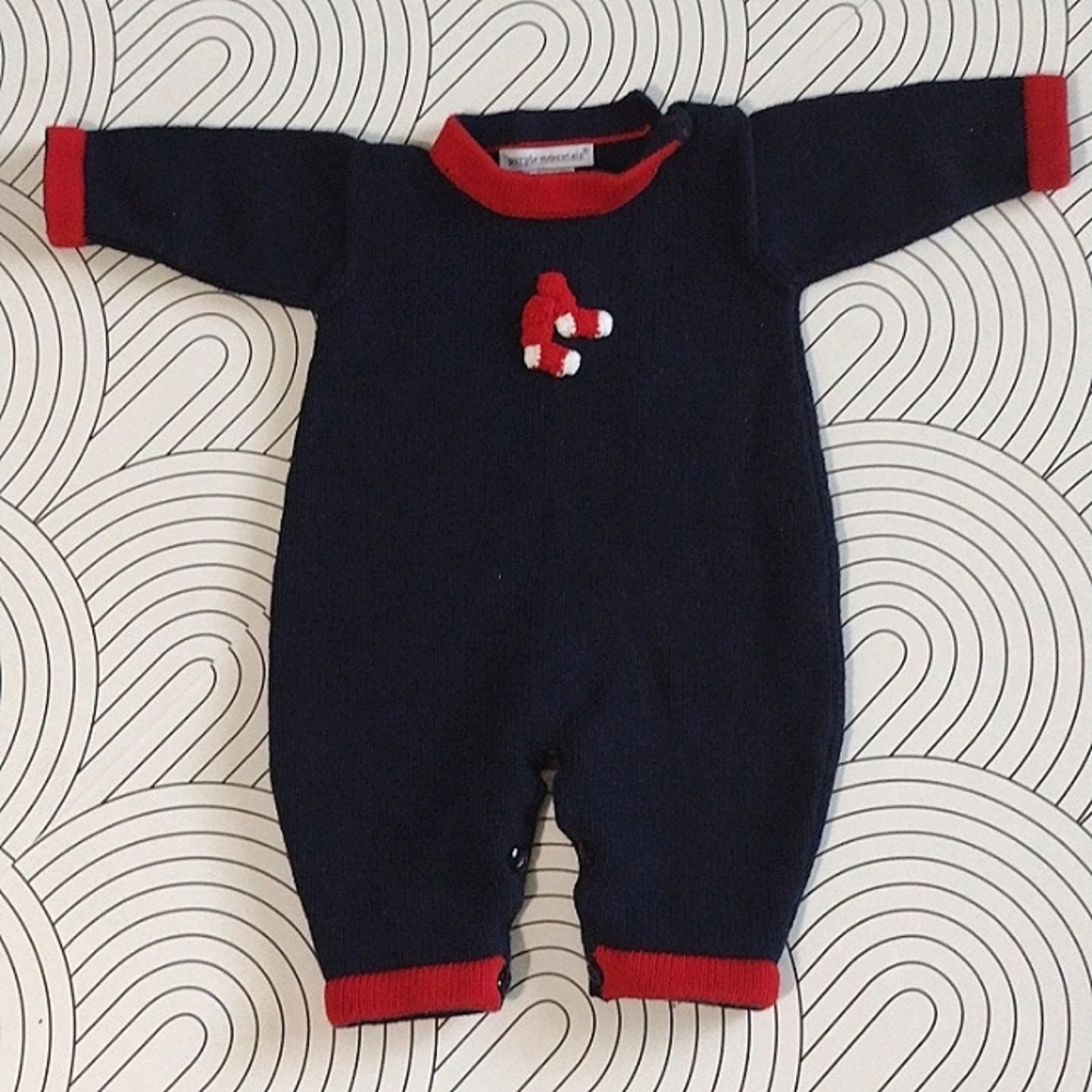 Purple mountain red socks knit romper